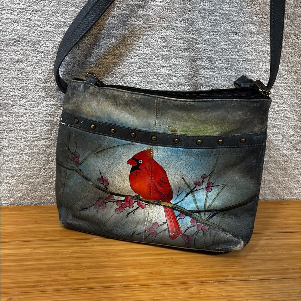 Anuschka Hand-Painted Cardinal Crossbody Bag - Picture 9 of 16